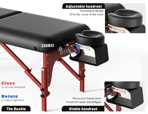 CLORIS 84" Professional Massage Table Portable 2 Folding Lightweight Facial Solon Spa Tattoo Bed Height Adjustable with Carrying Bag & Aluminium Leg