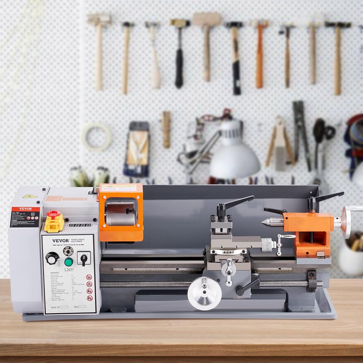 VEVOR Metal Lathe Machine, 7.87'' x 13.78'', Precision Benchtop Power Metal Lathe, 50-2500 RPM Continuously Variable Speed