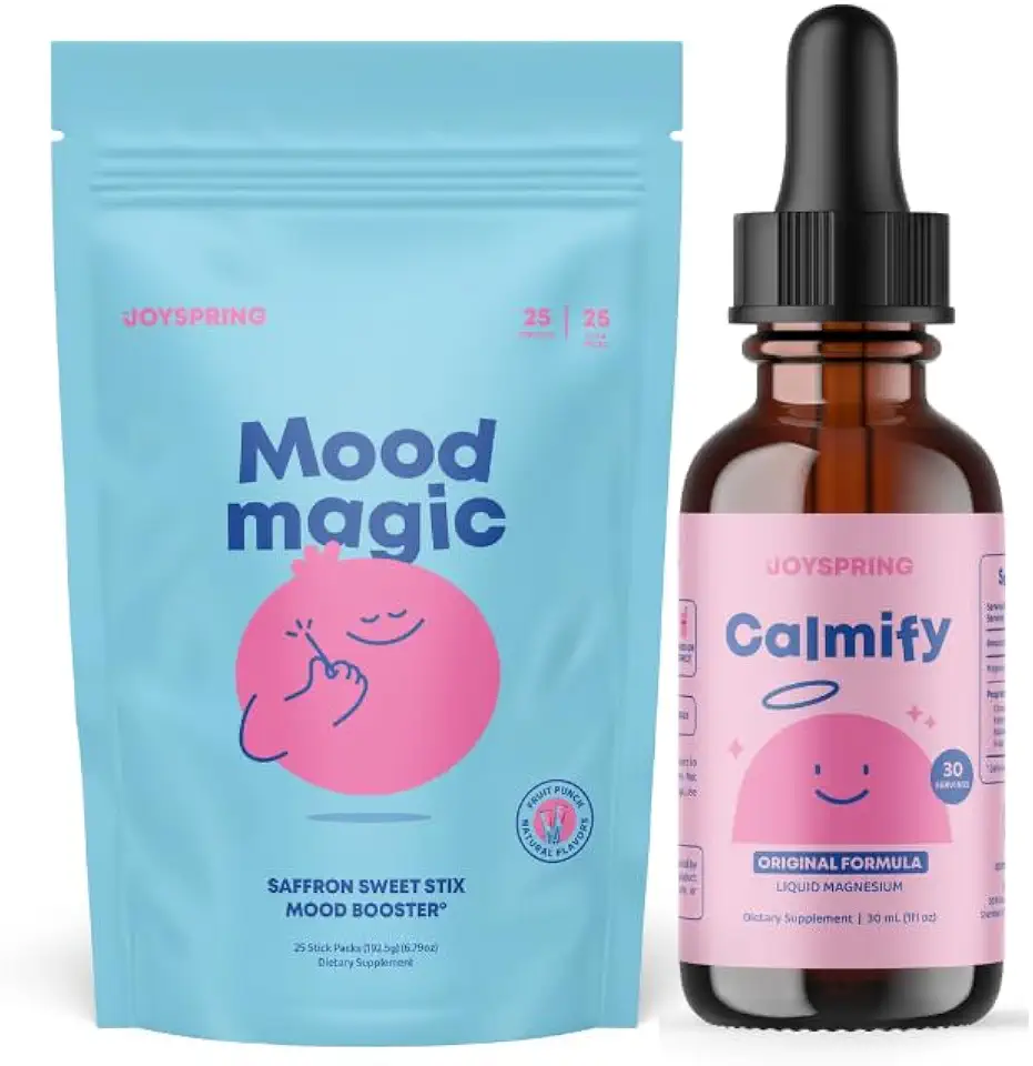 JoySpring Saffron Supplements for Kids & Teens for Enhanced Mood and Focus and Magnesium Citrate Liquid - Magnesium Supplements for Kids
