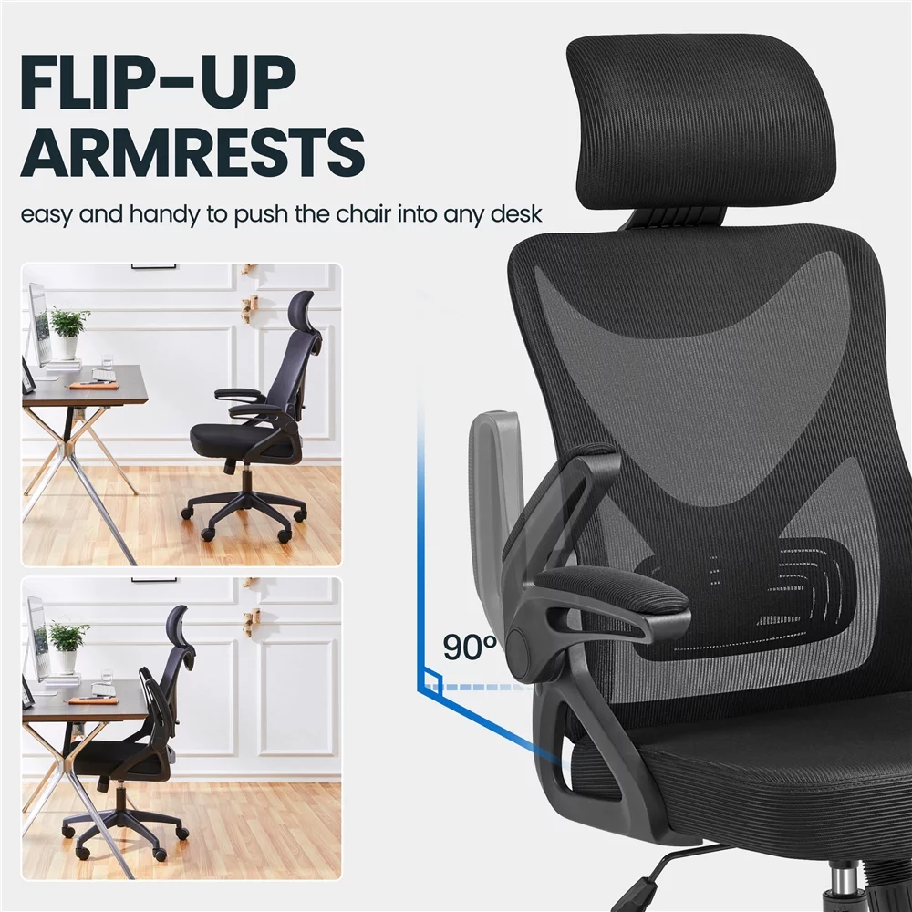 Alden Design Ergonomic Mesh Office Chair with High Back, Black