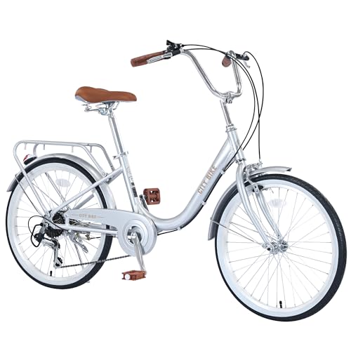 (US Stock) 26 Inch Women's Bike Ladys Bike Beach Cruiser Bike for Women/Girls/Men/Adults，Leather Saddle