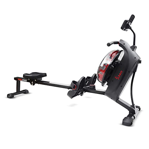 Sunny Health & Fitness Elite Water Rowing Machine with High Dynamic Resistance Vertical Tank