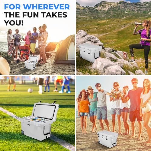 SereneLife Ultra-Tough 45 Quart Rotomolded Cooler Box with Wheels, Holds Upto 56 Cans, Keeps Ice Up to 5 Days