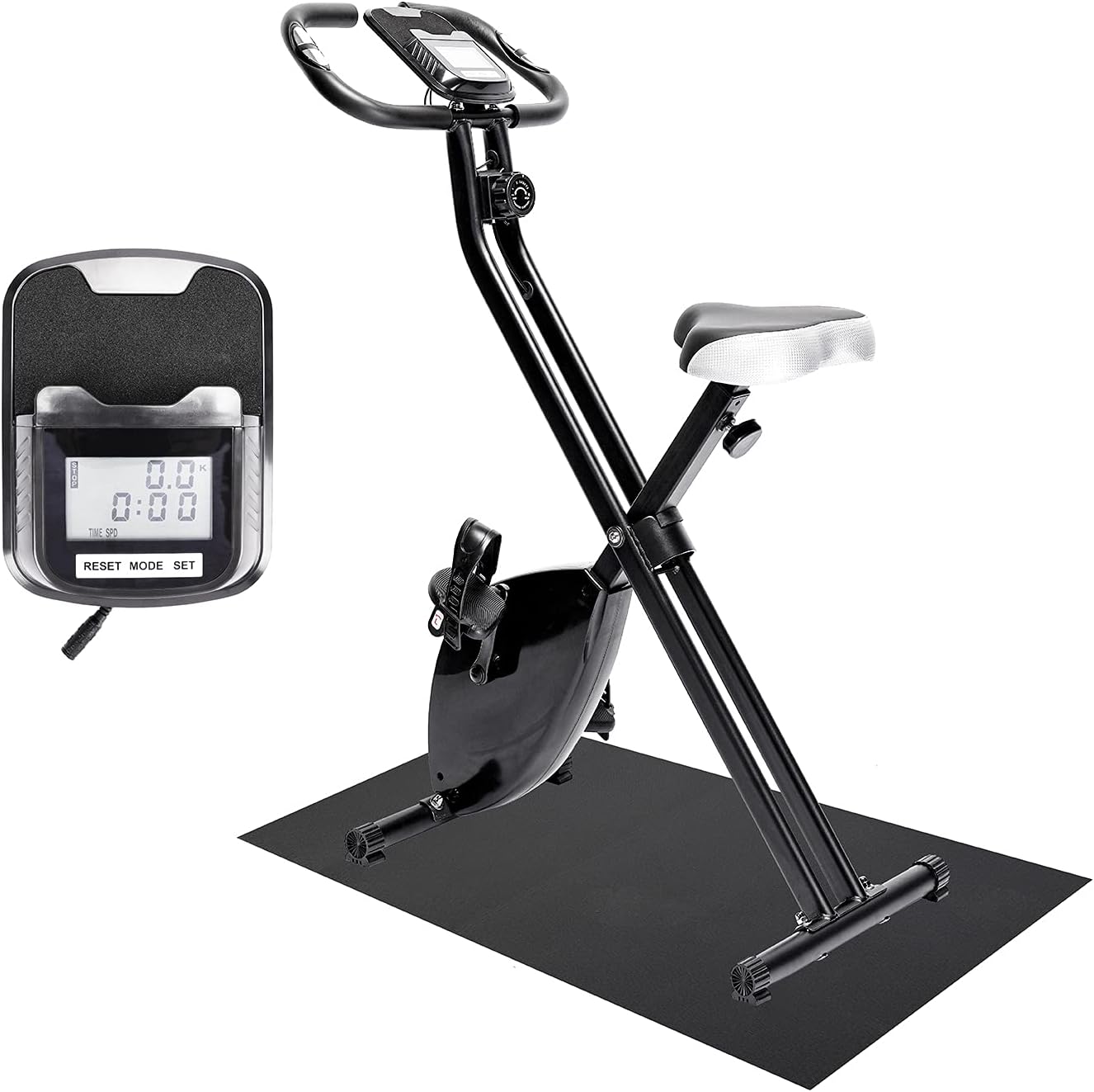 Stationary Bikes Folding Magnetic Upright Exercise Bikew/LCD Screen, Adjustable Comfortable Seat