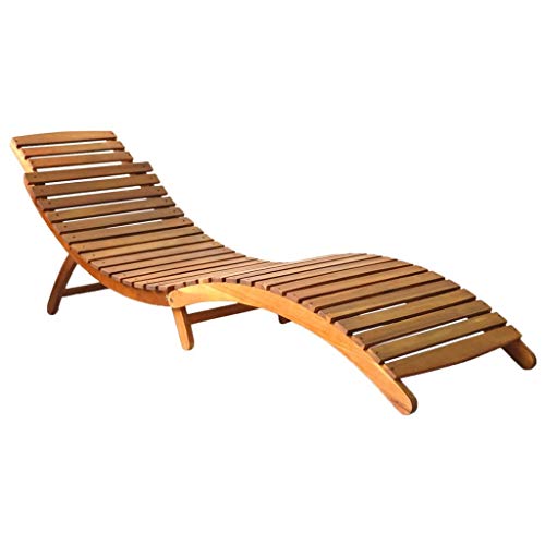 Patio Sun Lounger with Cushion Solid Acacia Wood,Spacious and Comfortable Wooden Sun Lounger for Outdoor Relaxation