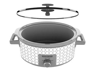 Black u0026 Decker SC1007D Tempered glass/stoneware Slow Cooker - 8.3 qt - White/Gray