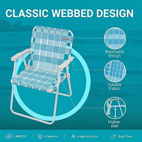 #WEJOY Folding Webbed Lawn Beach Chair - Heavy Duty Portable Outdoor Chair with Hard Armrest for Camping,Garden,Concerts