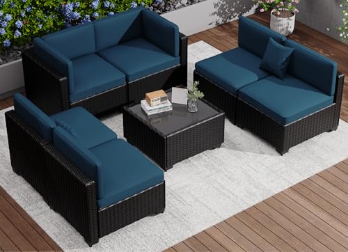 KIGOTY Patio Furniture Set 7 Pieces Conversation Sets, Outdoor Sectional Sofa