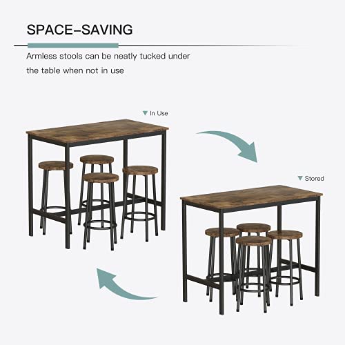 MIERES Dining Table Set for 4-5pcs Kitchen Counter w/Bar Stools, Compact Design & Sturdy Structure & Easy Assembly, Height 34.7''