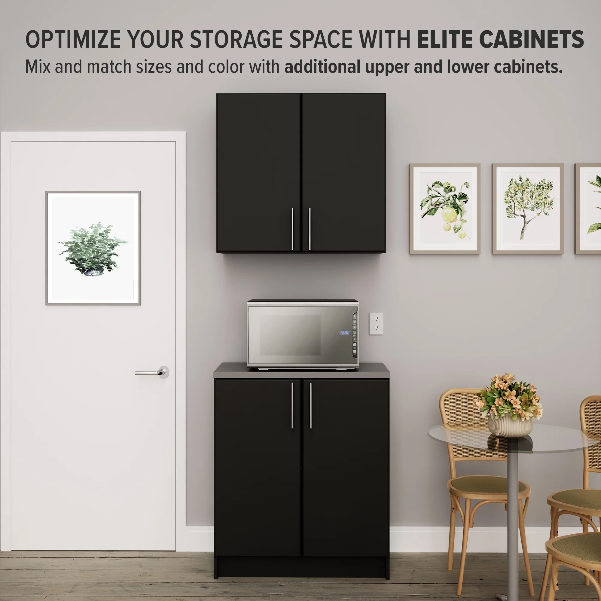 Prepac Elite 32" Wall Cabinet, Black