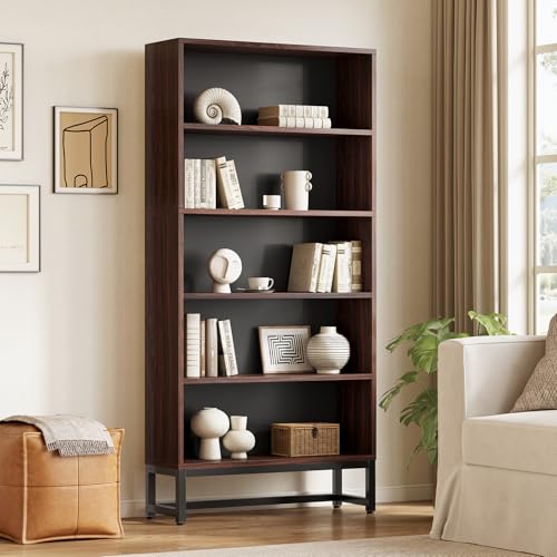 70.8 Inch Tall Bookcase and Bookshelf with Closed Back Shelf, 5-Tier Large Bookcases Organizer with Storage Shelves