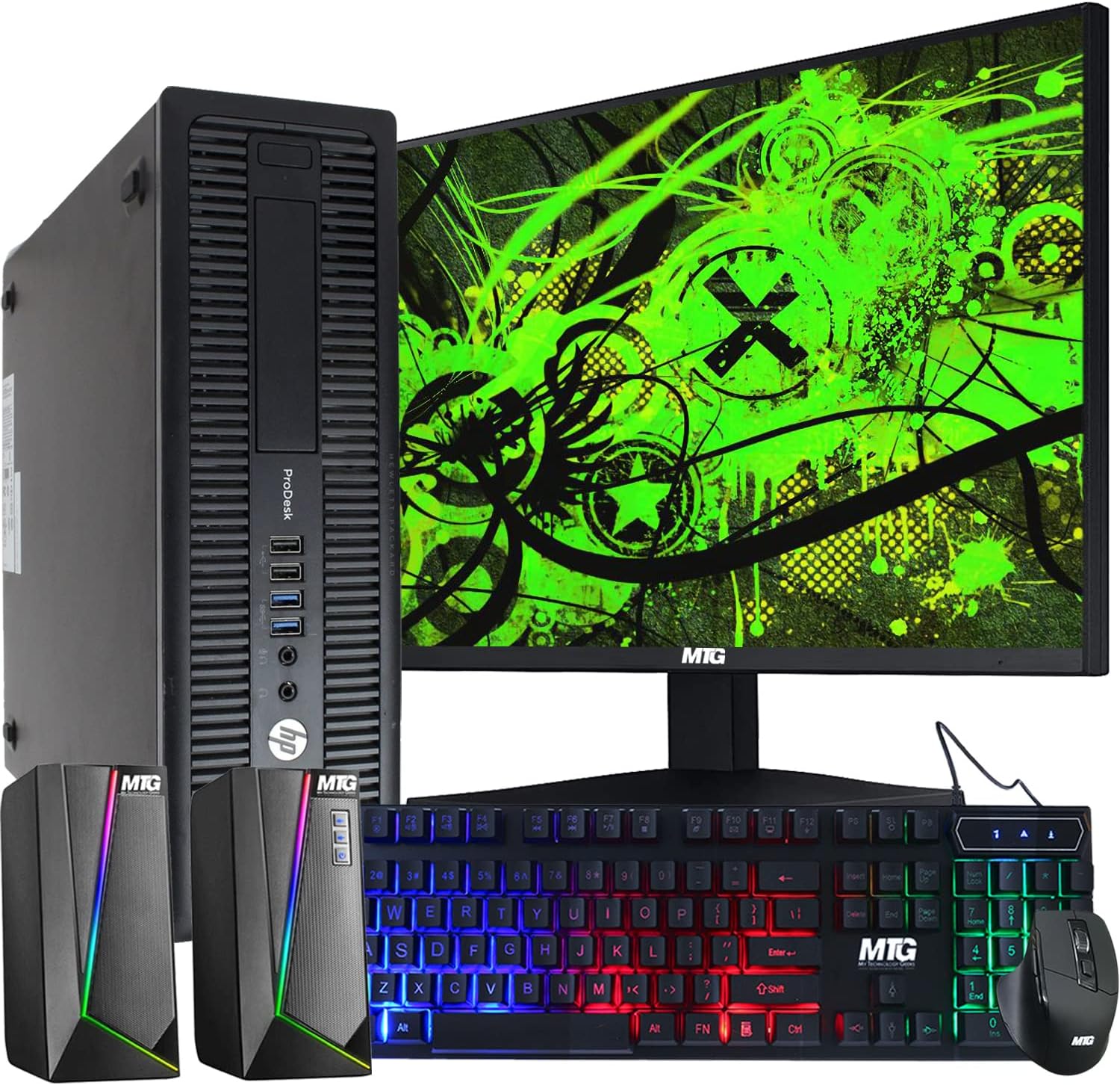 HP EliteDesk Desktop Computer PC, Intel Core i5 4th Gen Processor, 8GB RAM, 500GB HDD, MTG New 20 inch LED Monitor, RGB Speaker and Keyboard Mouse