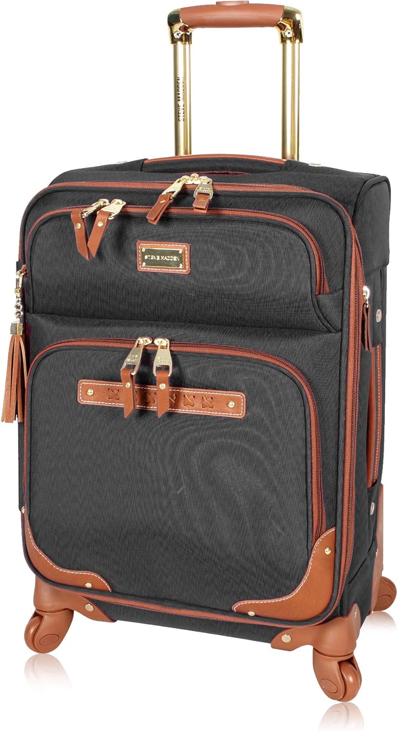 Steve Madden Designer Luggage Collection - Lightweight Softside Expandable Suitcase for Men & Women