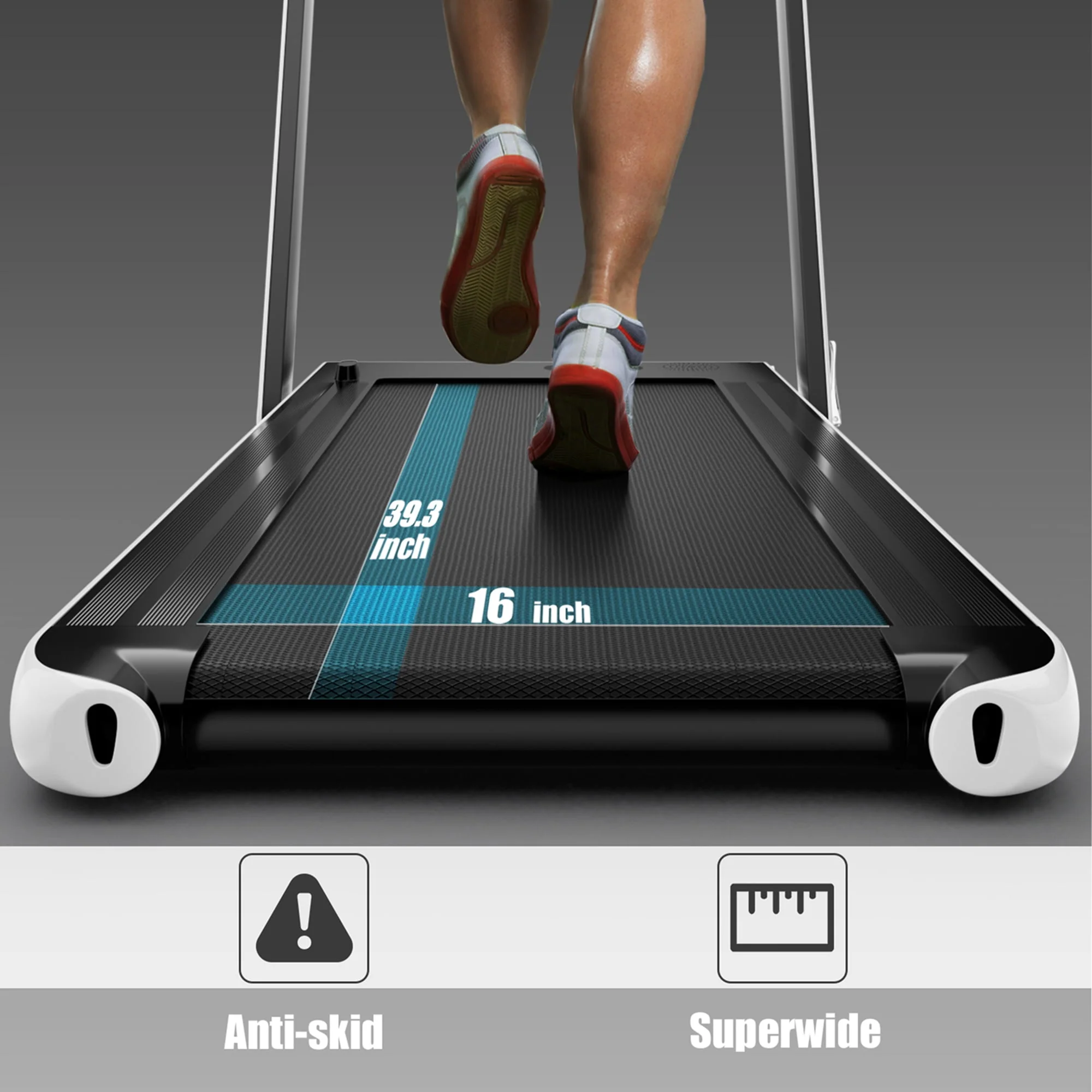 SuperFit Up To 7.5MPH 2.25HP 2 in 1 Single Display Screen Folding Treadmill W/ APP Control Speaker Remote Control Blue