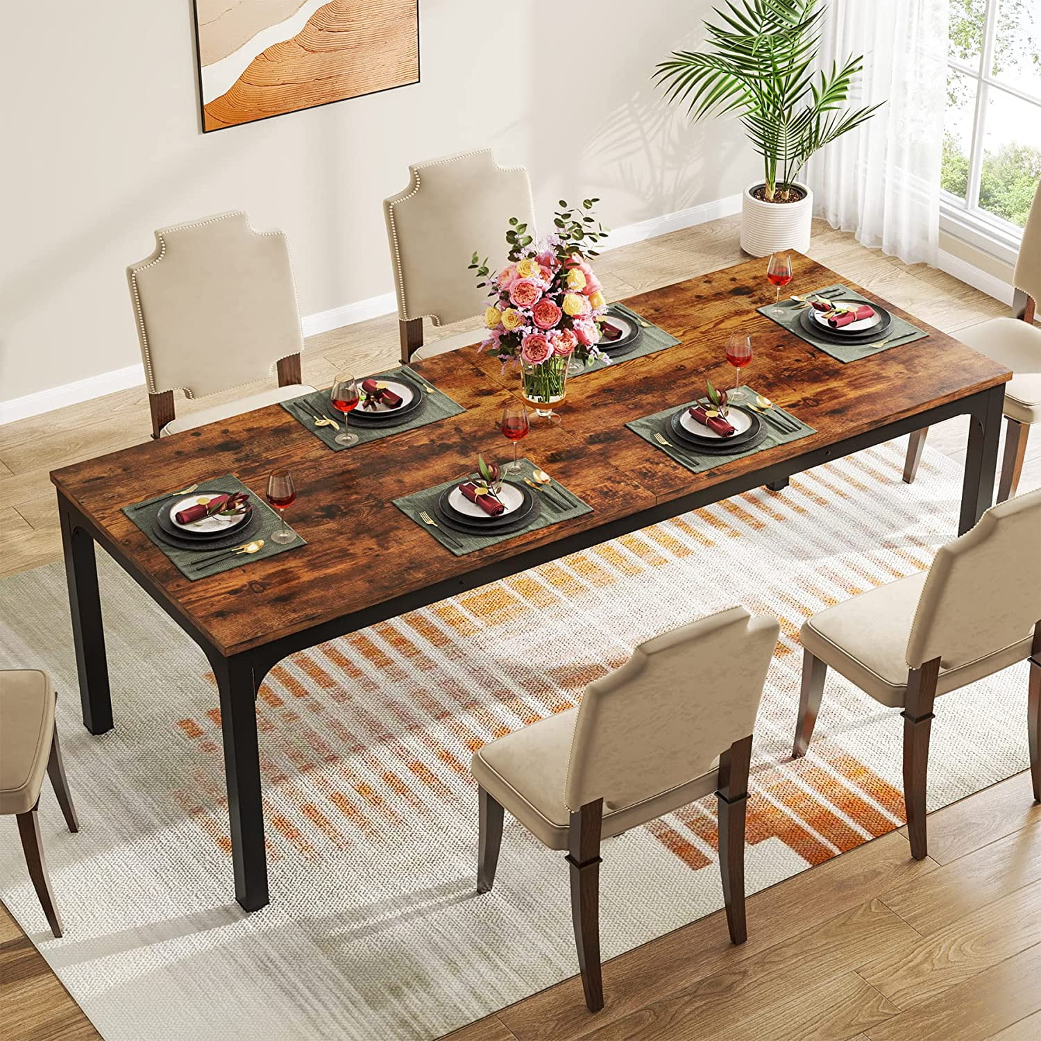 Tribesigns Dining Table for 6-8 Person, 78 inch Long Rectangular Kitchen Table (Only Table) - Radiant Selections