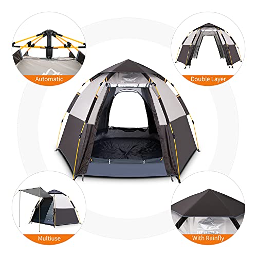 Hewolf Waterproof Instant Camping Tent - 2/3/4 Person Easy Quick Setup Dome Family Tents for Camping