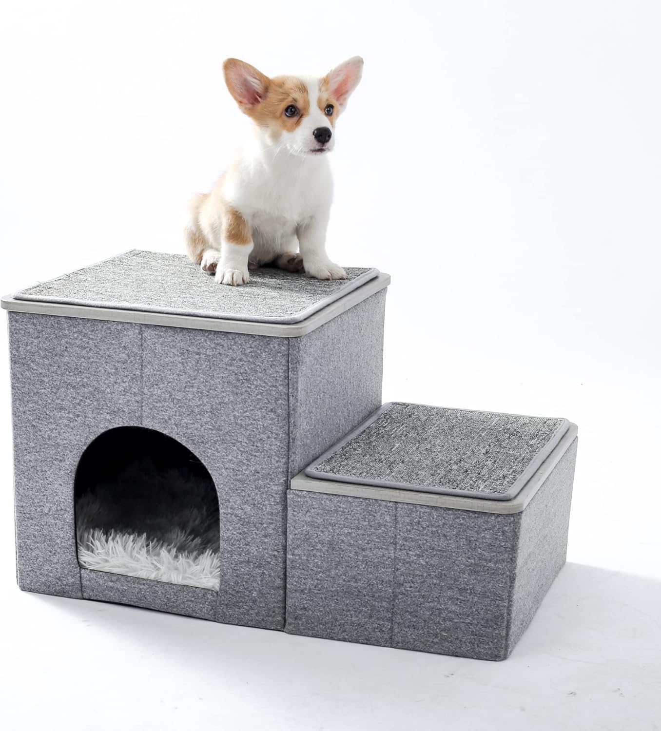 Made4Pets Dog Stairs for High Beds Pet Steps for Cats Get on Bed Couch Stairs Wooden 2 Step Stool for Small Dogs Kitten Ladder for Bed Window Perch