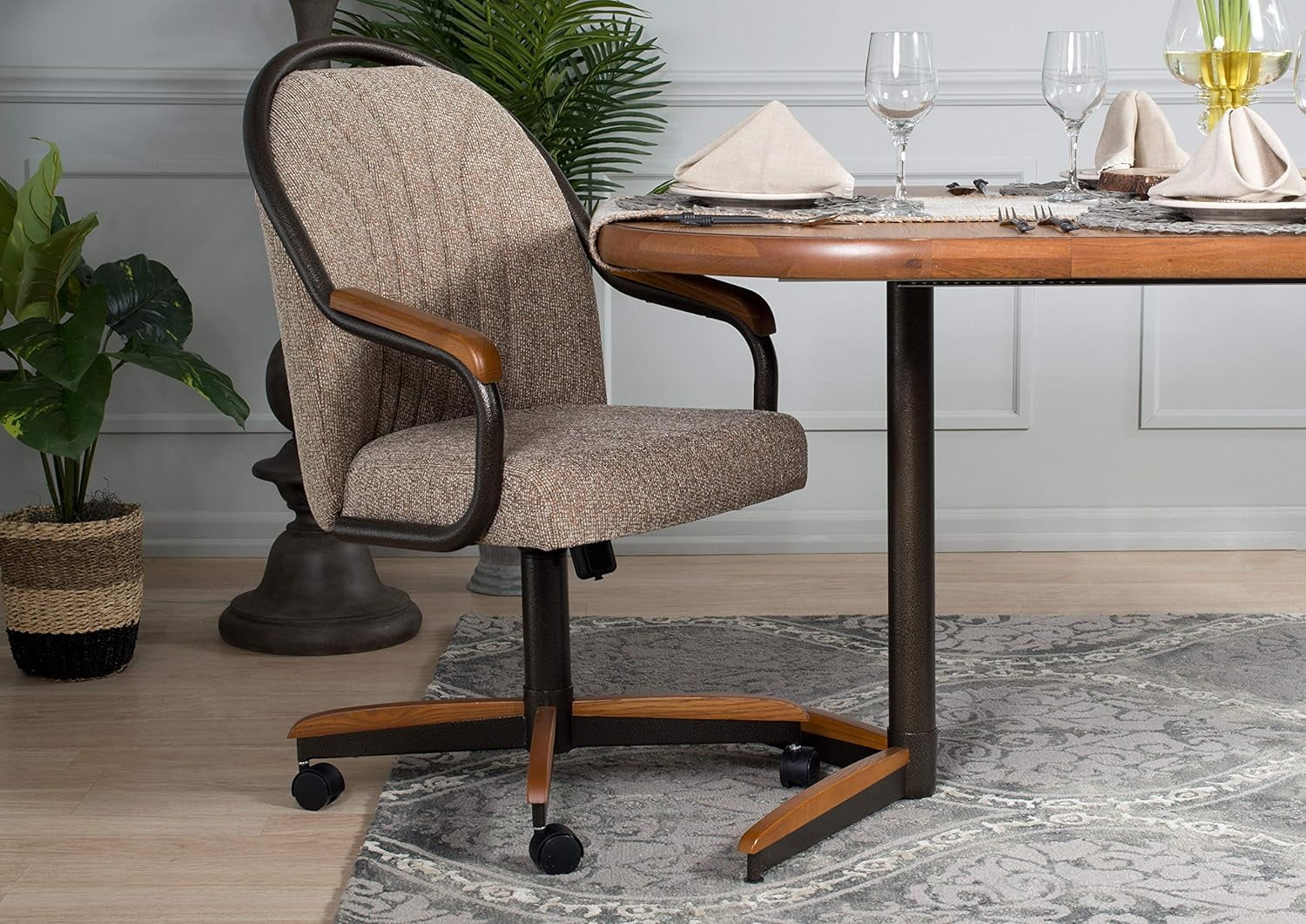 Casual Dining Cushion Swivel And Tilt Rolling Caster Chair - Curated Treasures Market