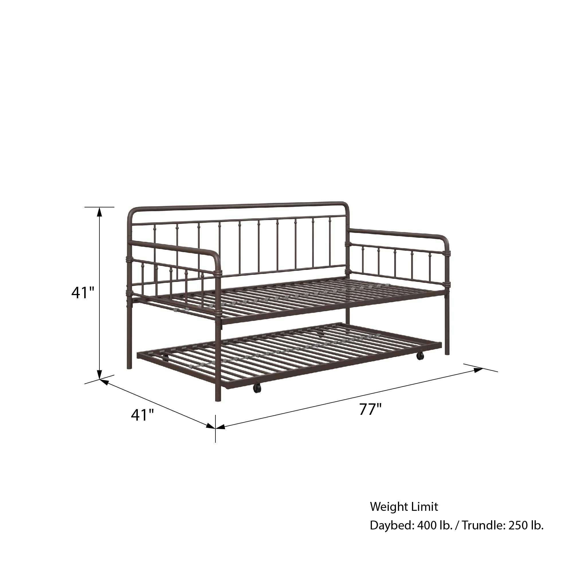 DHP Wallace Metal Daybed with Trundle, Twin, Bronze