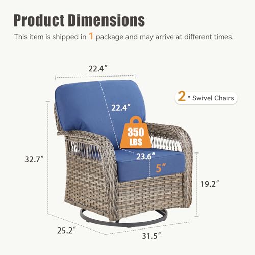 7 Pieces Outdoor Furniture Set with Swivel Chairs