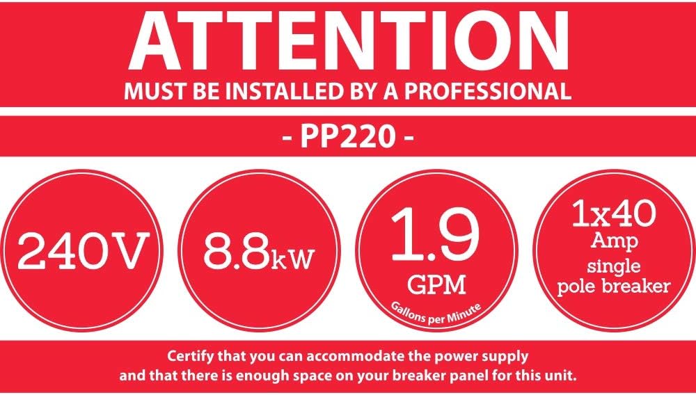 Marey Power Pak Plus Tankless Electric Water Heater, 220 VOLT