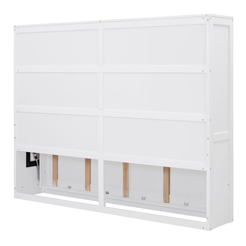 Harper & Bright Designs Full Size Murphy Bed Wall Bed with Storage Cabinets, Space-Saving for Multipurpose Guest Room Bedroom or Home Office, Gray