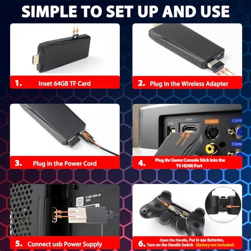 Upgrade Wireless Retro Game Console Stick, ZeroStory Retro Video Game Console Stick Built in 20000+ Games with 15 Emulators