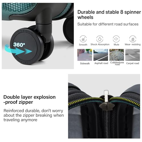 Hanke 29 Inch Luggage Suitcases With Spinner Wheels Lightweight PC hardside Rolling Suitcase With Travel Lock, Checked-Large 29-Inch(Blackish Green)