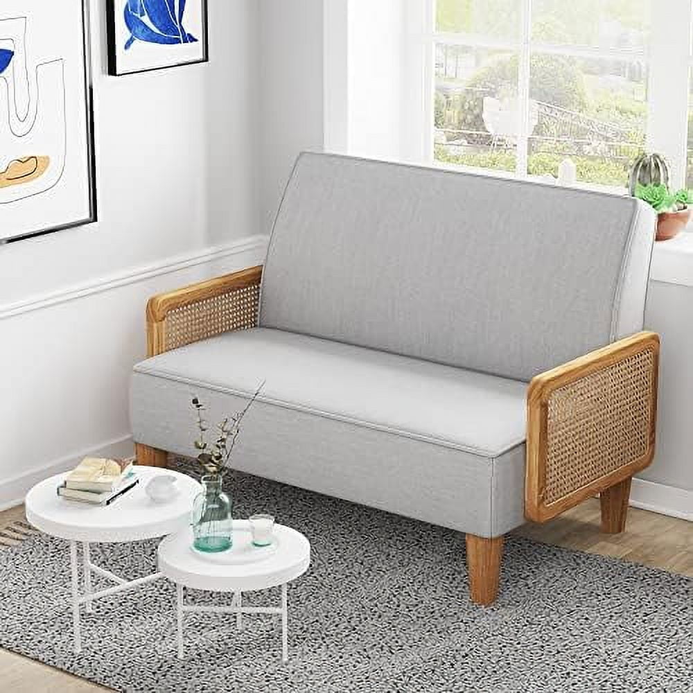 HJZBNONE Small Loveseat Sofa  Upholstered Small Sofa Couch Mini Love seat Sofas for Bedroom Living Room (Light Gray)