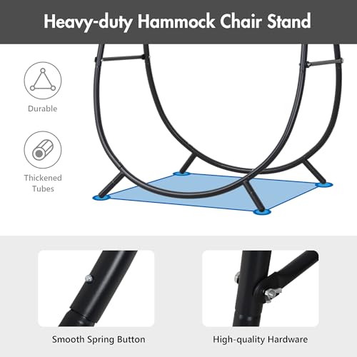 ANOW Macrame Hammock Chair with Stand for Outside, Heavy Duty Hanging Chair Stand with Swing Chair, Includes Seat Cushion, Max 400 Lbs, Natural