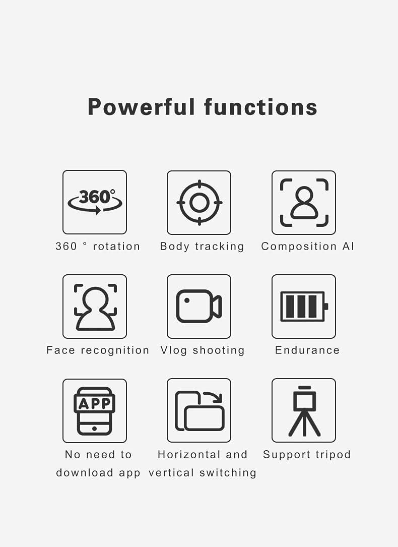 Auto Face Tracking Tripod, Smart 360° Rotation Tracking Phone Holder Tripod Selfie Stick