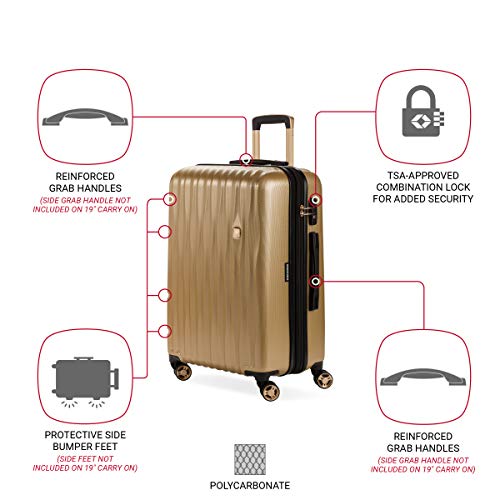SwissGear 7272 Energie Expandable Hardside Luggage with Spinner Wheels and TSA Lock, Gunmetal, Carry-On 19-Inch