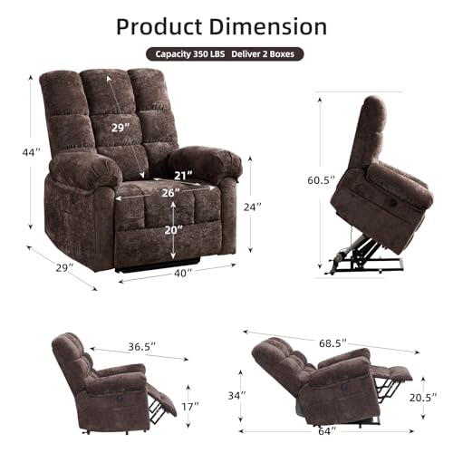Oversized Power Lift Recliner Chair with Massage and Heat for Elderly, 26" Extra Wide Lift Chair for Big and Tall