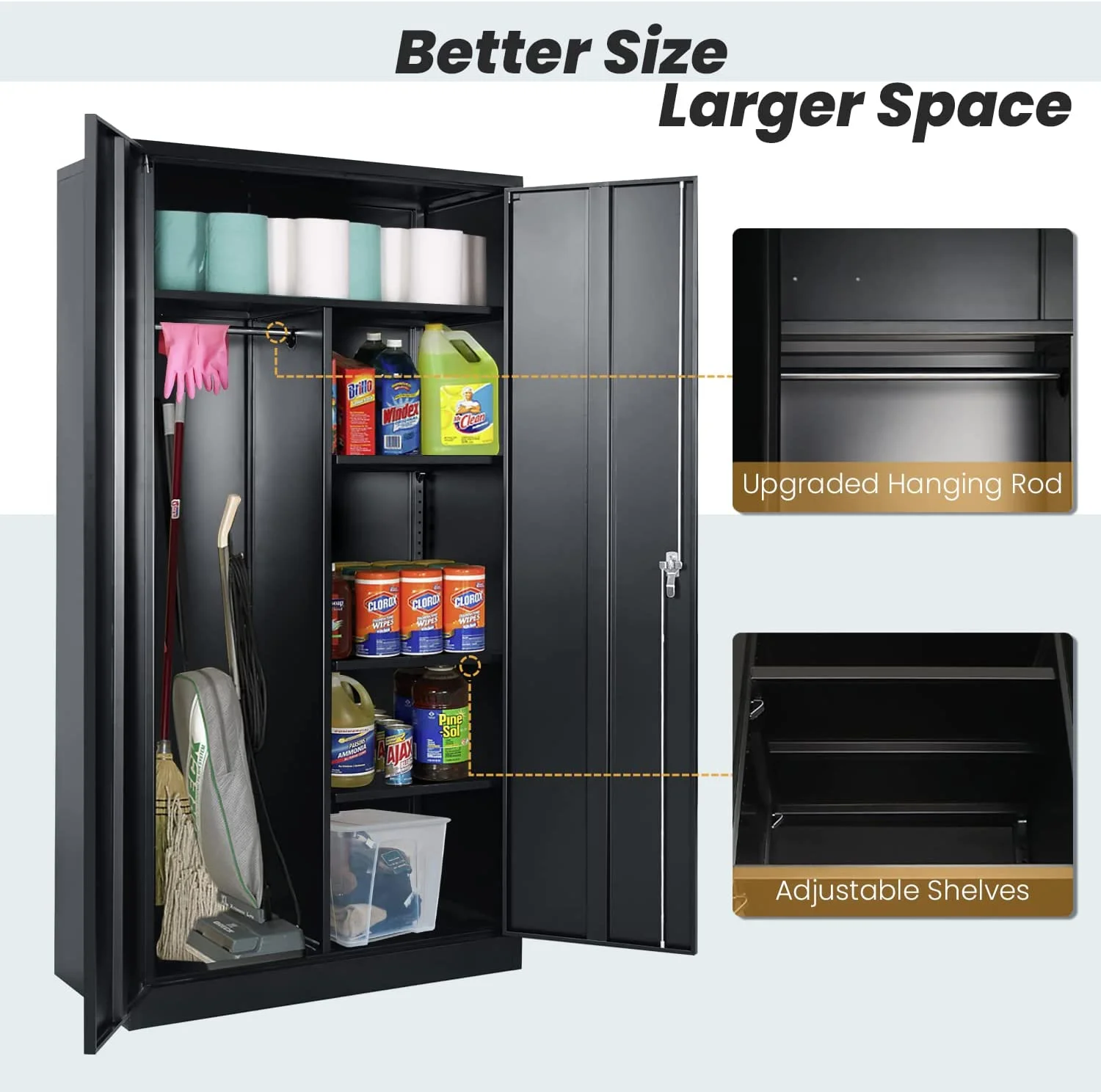 HOOMHIBIU Metal  Cabinets Locker with Locking Door  72''