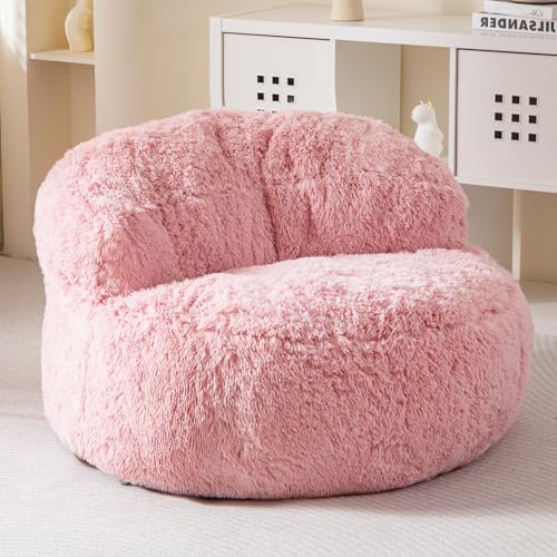 BYBYME Giant Bean Bag Chair, Faux Fur Bean Bag Couch with Filler Large Living Room Bean Bag Chairs for Adults