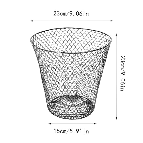 Wire Mesh Round Waste Basket, 9 inch Wide Trash Can Wire Basket