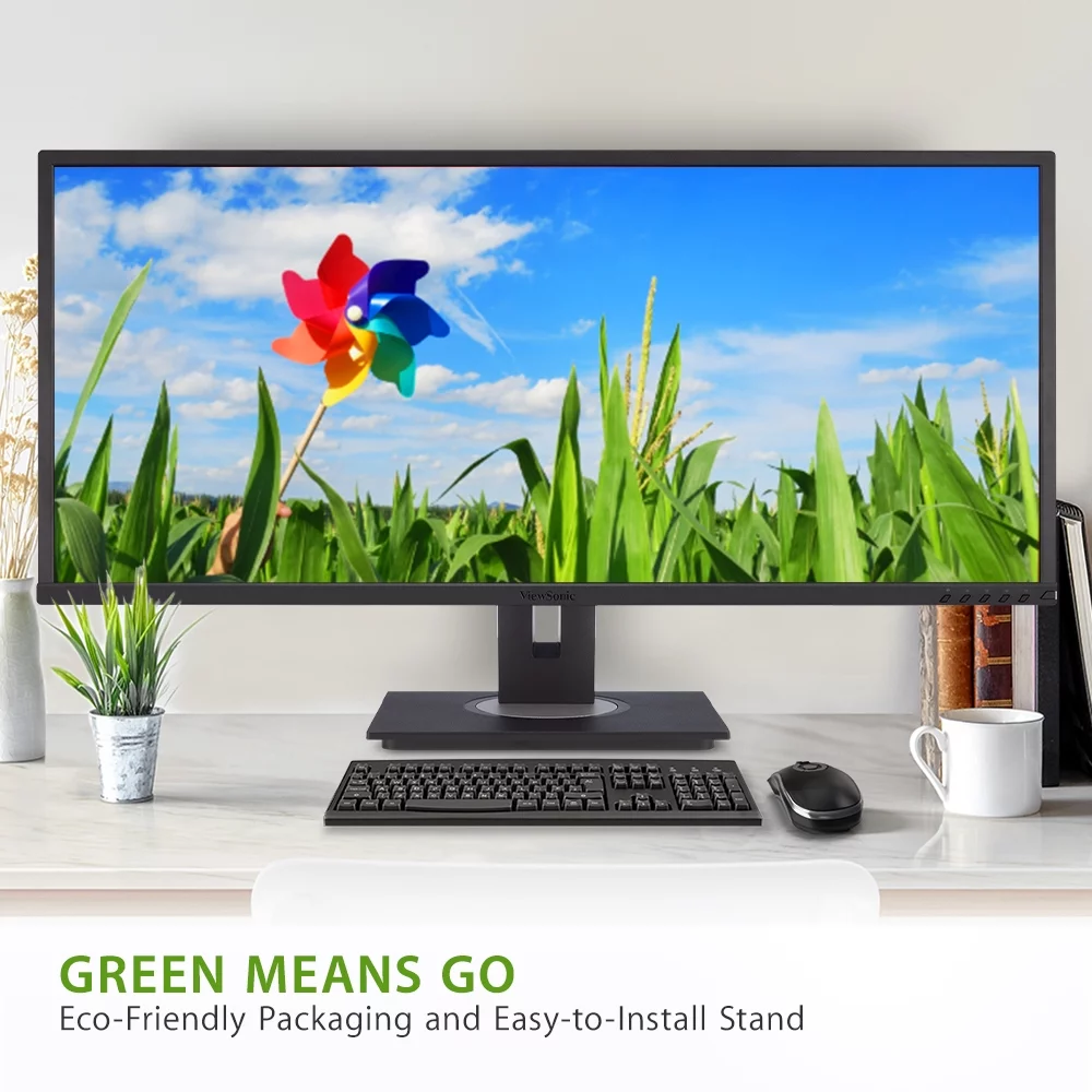 ViewSonic VG3456 34 Inch 21:9 UltraWide WQHD 1440p Monitor with Ergonomics Design USB Type C Docking Built-In Gigabit Ethernet for Home and Office