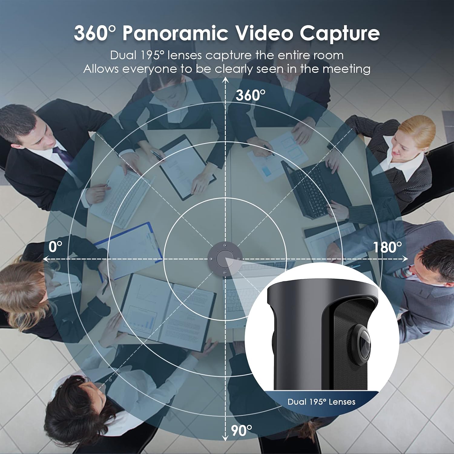 NexiGo Meeting 360, 8K Captured AI-Powered Framing & Speaker Tracking, 1080p HD 360-Degree Smart AIO Video Conference Camera