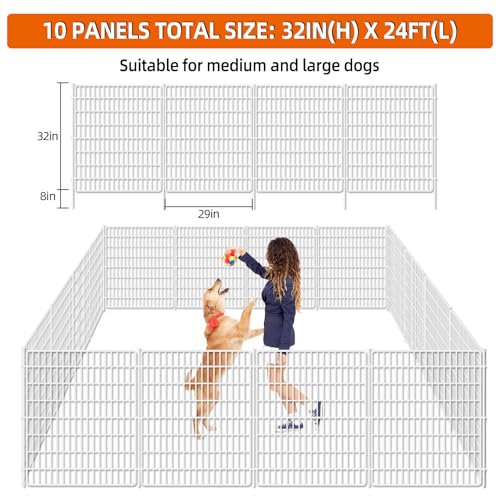 15 Panels No Dig Fence with Gate, 32 in(H) X 36 ft(L) Garden Decorative Fence Animal Barrier for Dogs