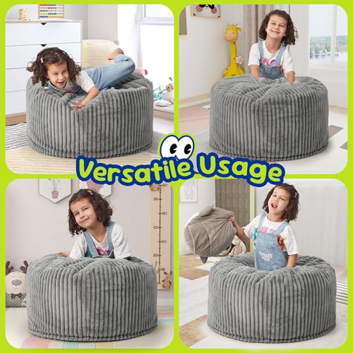 Hobestluk 5ft Bean Bag Chairs for Adults Large Beanbag Chair with Stripe Plush Cover Big Bean Bag Chair for Living Room Bedroom Dorm Office -Black