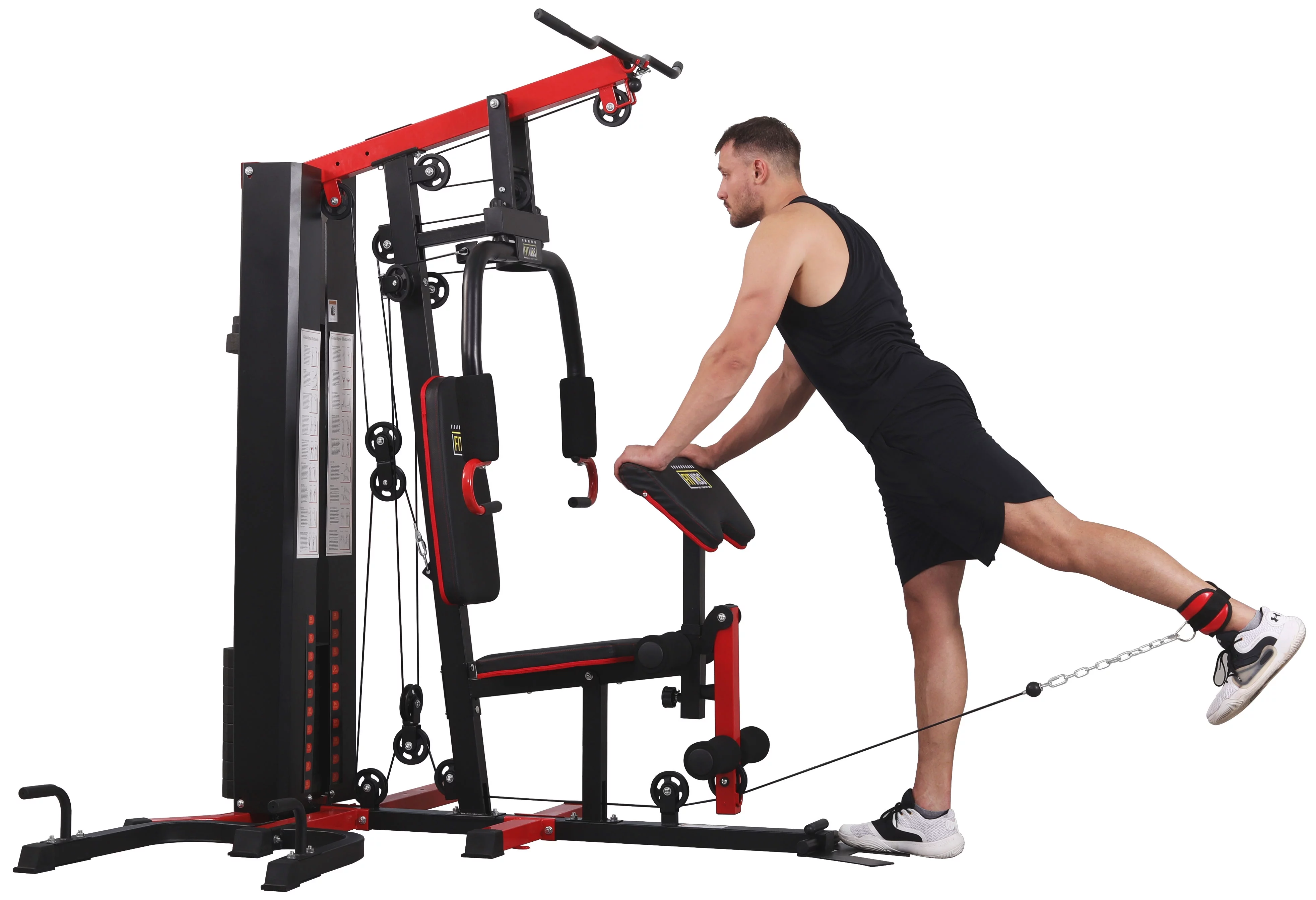 Fitvids LX750 Home Gym System Workout Station with 330 Lbs of Resistance, 122.5 Lbs Weight Stack, One Station