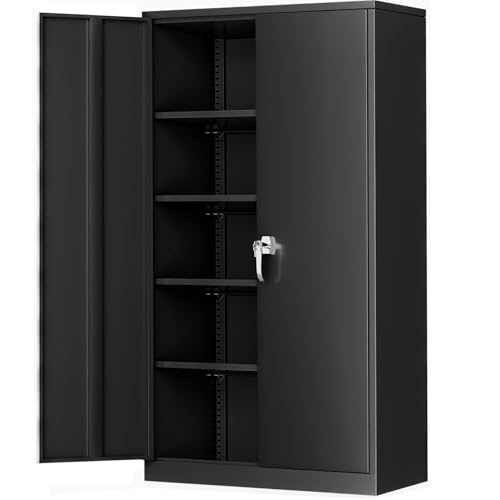Greenvelly Steel SnapIt Storage Cabinet 72" Locking Metal Garage Storage Cabinet with 4 Adjustable Shelves, 2 Doors and Lock for File, Office, Garage