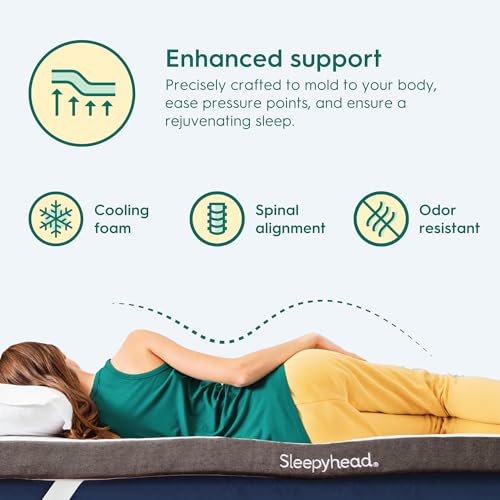 Sleepyhead Twin XL 2 Inch Gel Memory Foam Mattress Topper for College Dorm – Thick