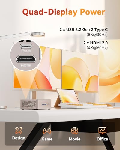 GEEKOM A5 Mini PC, AMD Ryzen 7 5825U, 16GB RAM&512GB M.2 NVMe SSD, Windows 11 Pro Desktop Computer, Vega 8 Graphics, 8K UHD, Dual HDMI | Wi-Fi 6