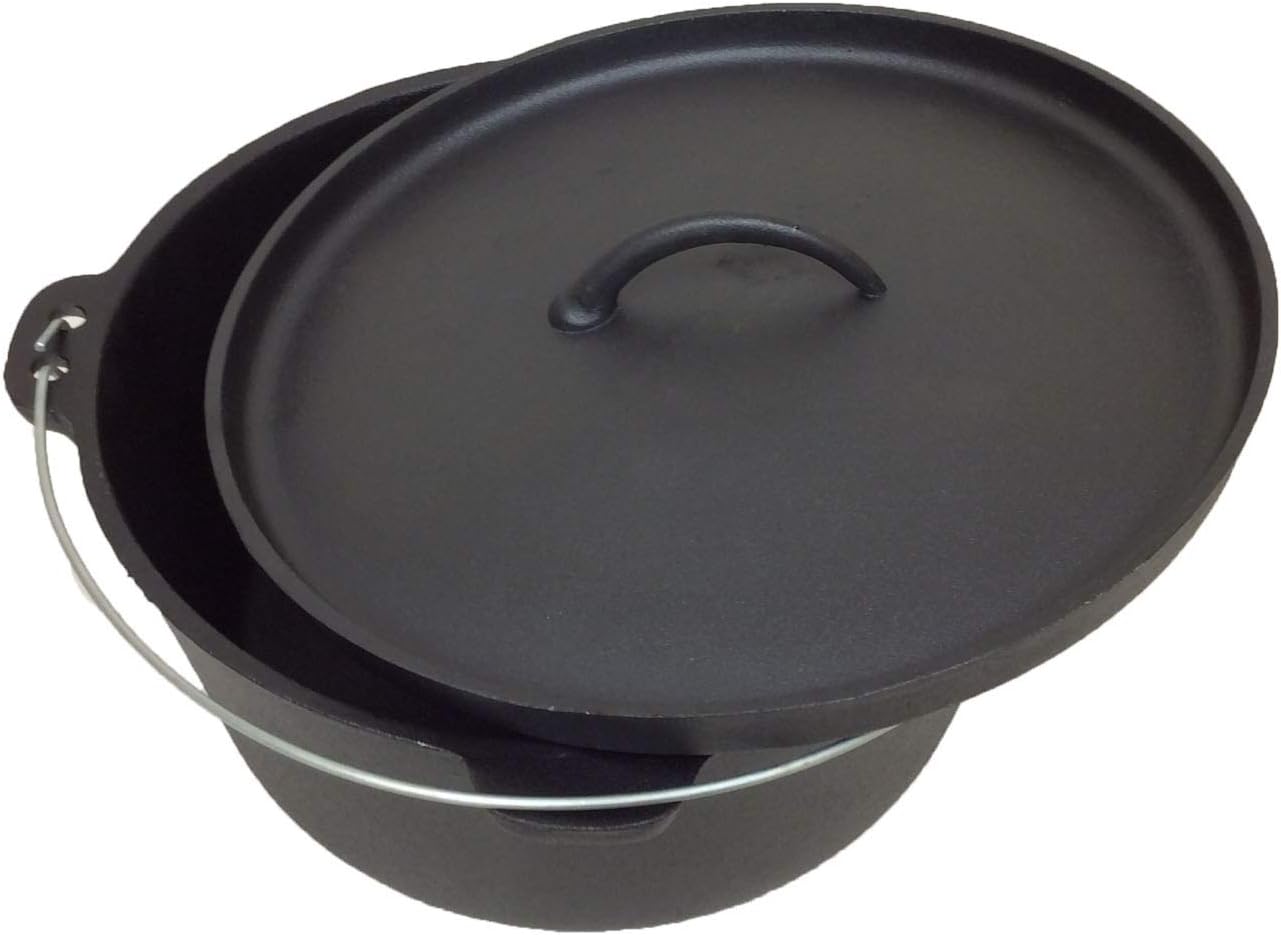 Cuisiland Pre-seasoned 16 Quart Cast Iron Dutch Oven with 3 legs and Lip Lid