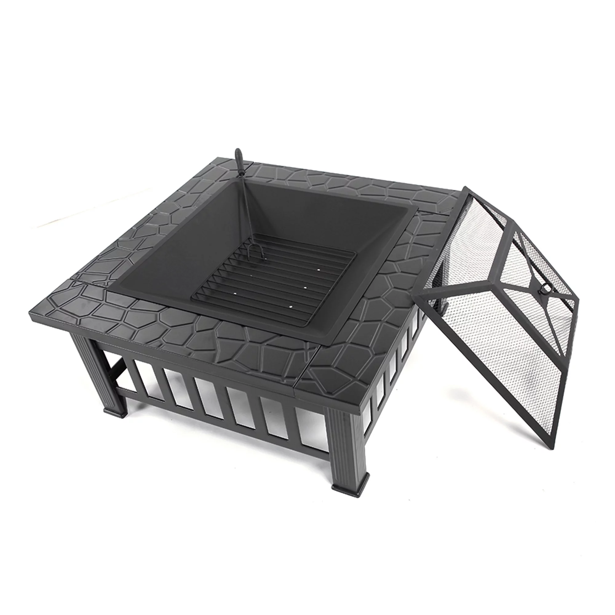 Fire Pit for Outside, 19 inch Stainless Steel Smokeless Bonfire Wood Burning Fire Pit with Removable Ash Pan