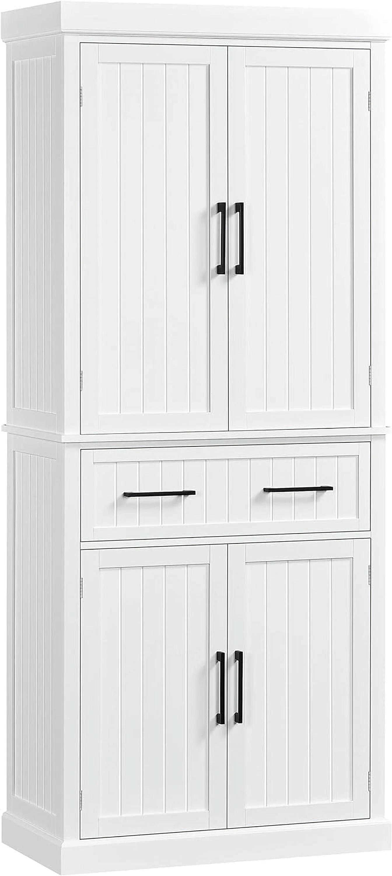72.5" Kitchen Pantry Storage Cabinet with Drawer, Freestanding Pantry Cupboard with Doors and 2 Adjustable Shelves