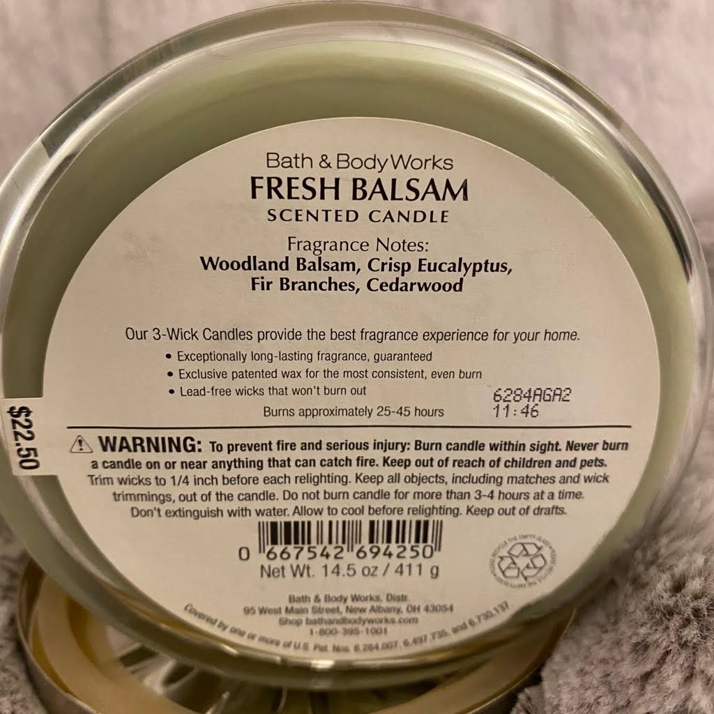 Bath u0026 Body Works Fresh Balsam 3-Wick Candle