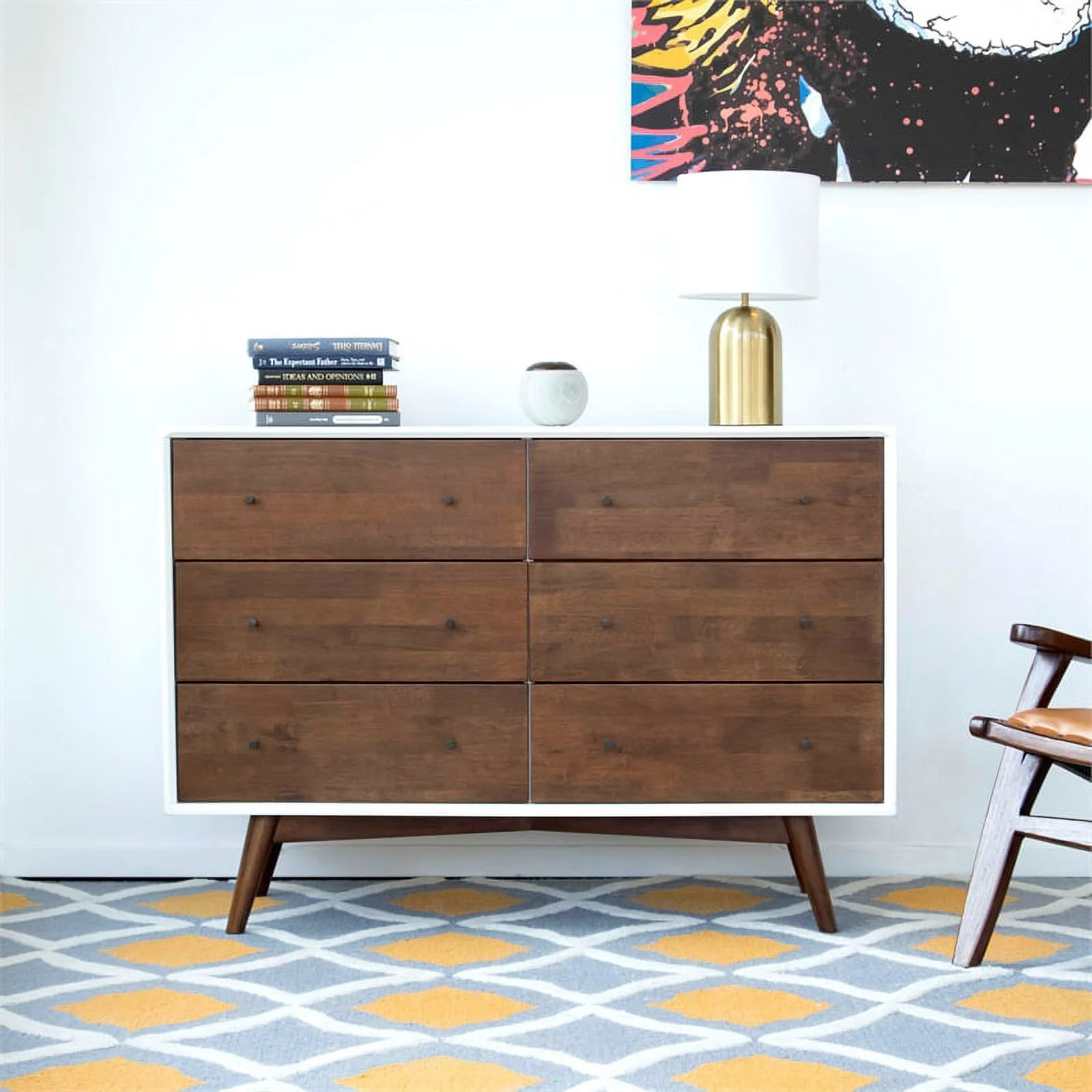 Home Square 3 Piece Set with 5 Drawer Dresser 6 Drawer Dresser and Nightstand