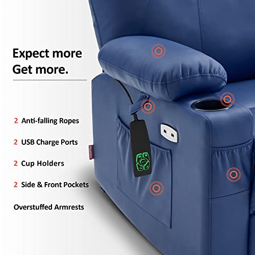 MCombo Dual Motor Large Power Lift Recliner Chair for Elderly, Lay Flat Lift Chair with Heat and Massage, Big Lift Recliner for Tall People